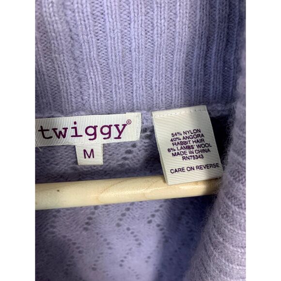 Twiggy Purple Angora Blend Wool Wrap Sweater Size Medium - Picture 3 of 9